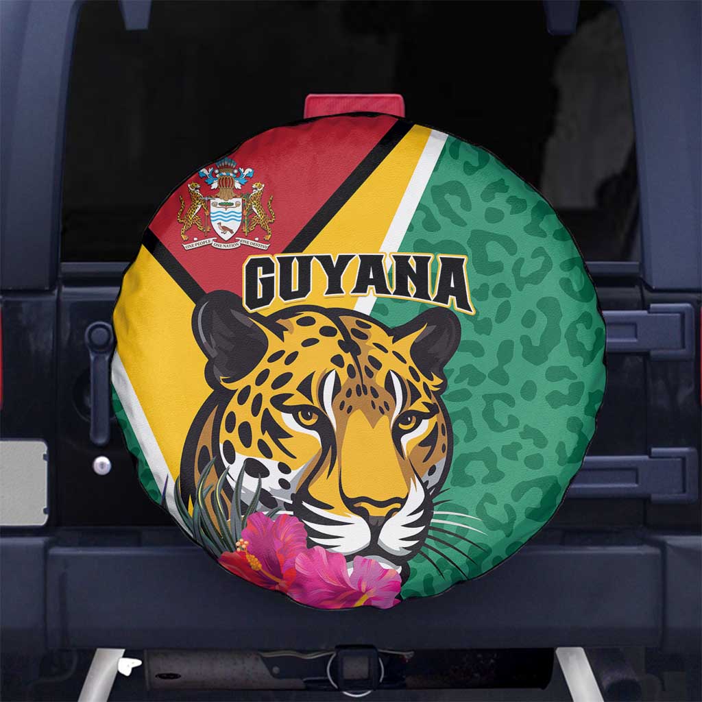 Guyana Spare Tire Cover Jaguar Tropical Flowers - Wonder Print Shop