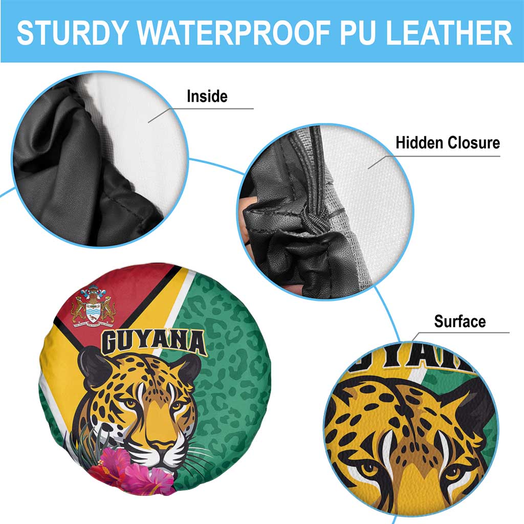 Guyana Spare Tire Cover Jaguar Tropical Flowers - Wonder Print Shop