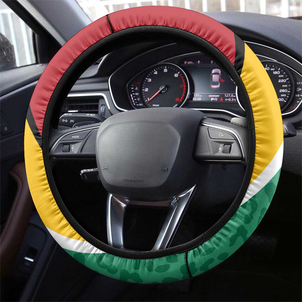 Guyana Steering Wheel Cover Jaguar Tropical Flowers - Wonder Print Shop