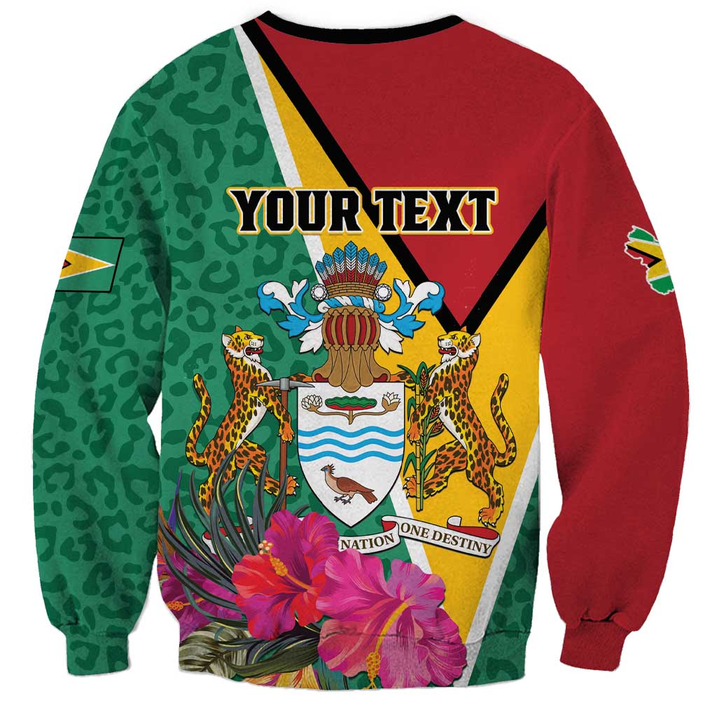 Personalized Guyana Sweatshirt Jaguar Tropical Flowers - Wonder Print Shop