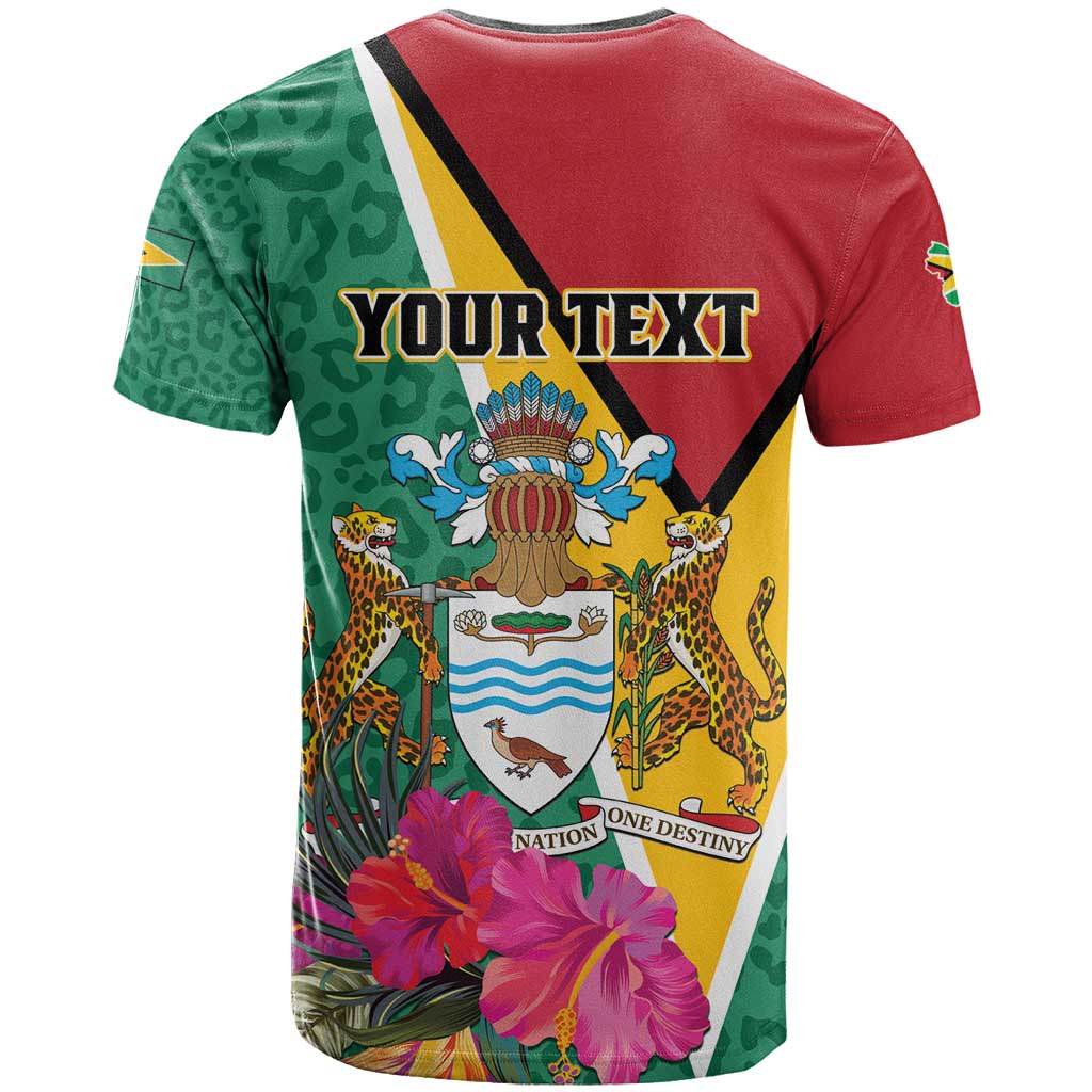 Personalized Guyana T Shirt Jaguar Tropical Flowers - Wonder Print Shop