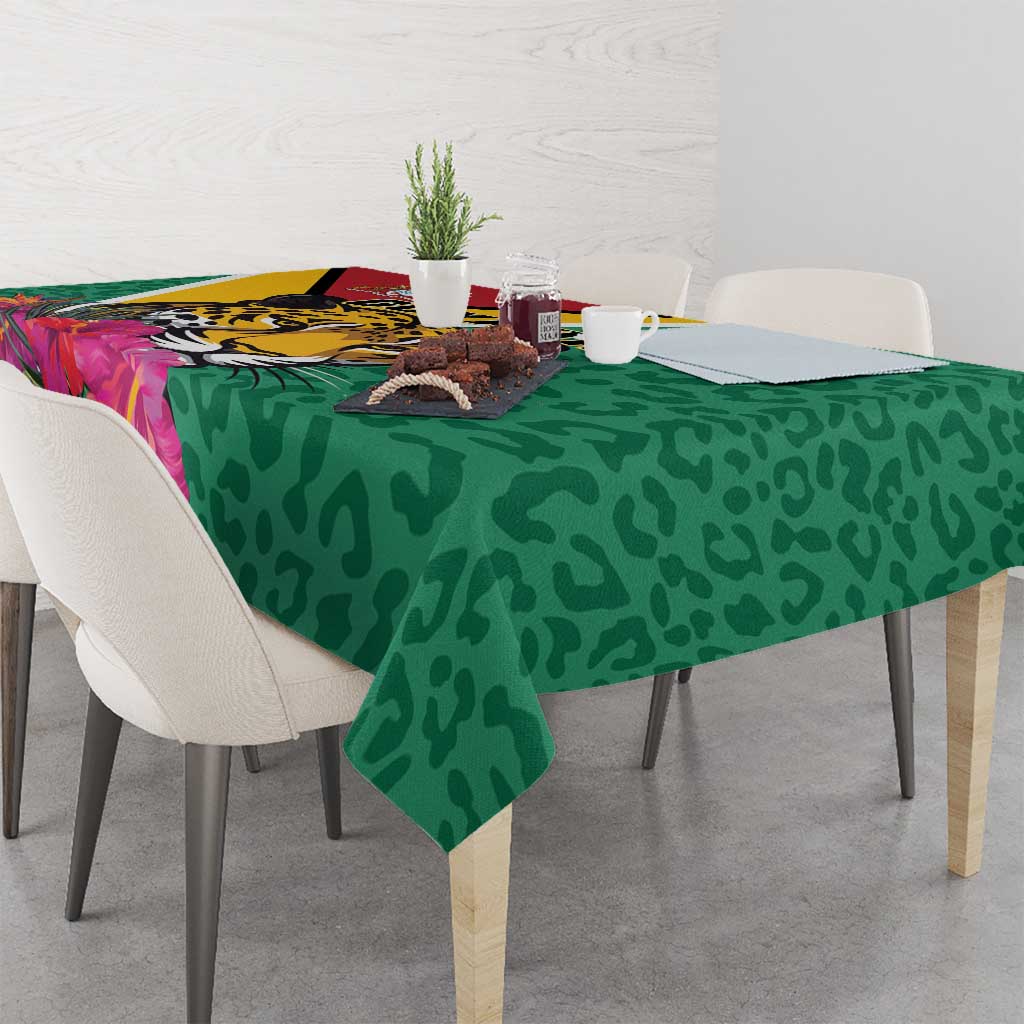 Guyana Tablecloth Jaguar Tropical Flowers - Wonder Print Shop