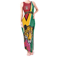 Personalized Guyana Tank Maxi Dress Jaguar Tropical Flowers - Wonder Print Shop
