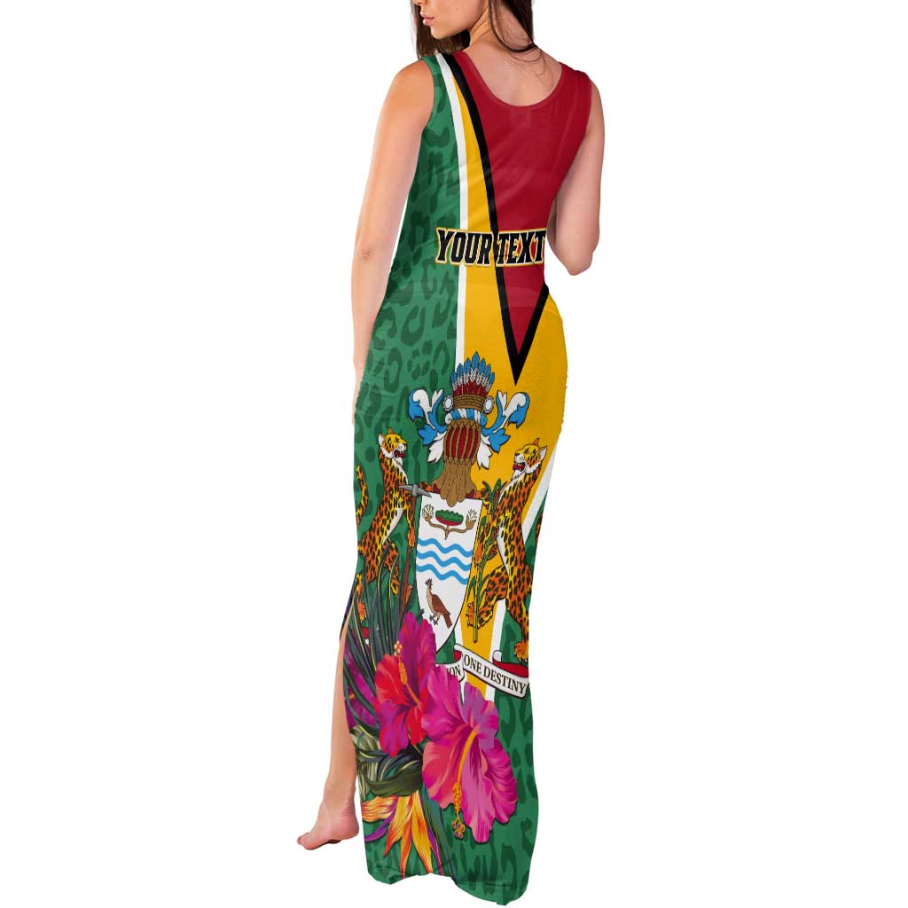 Personalized Guyana Tank Maxi Dress Jaguar Tropical Flowers - Wonder Print Shop