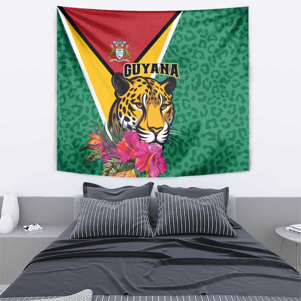 Guyana Tapestry Jaguar Tropical Flowers - Wonder Print Shop
