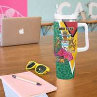 Personalized Guyana Tumbler With Handle Jaguar Tropical Flowers - Wonder Print Shop
