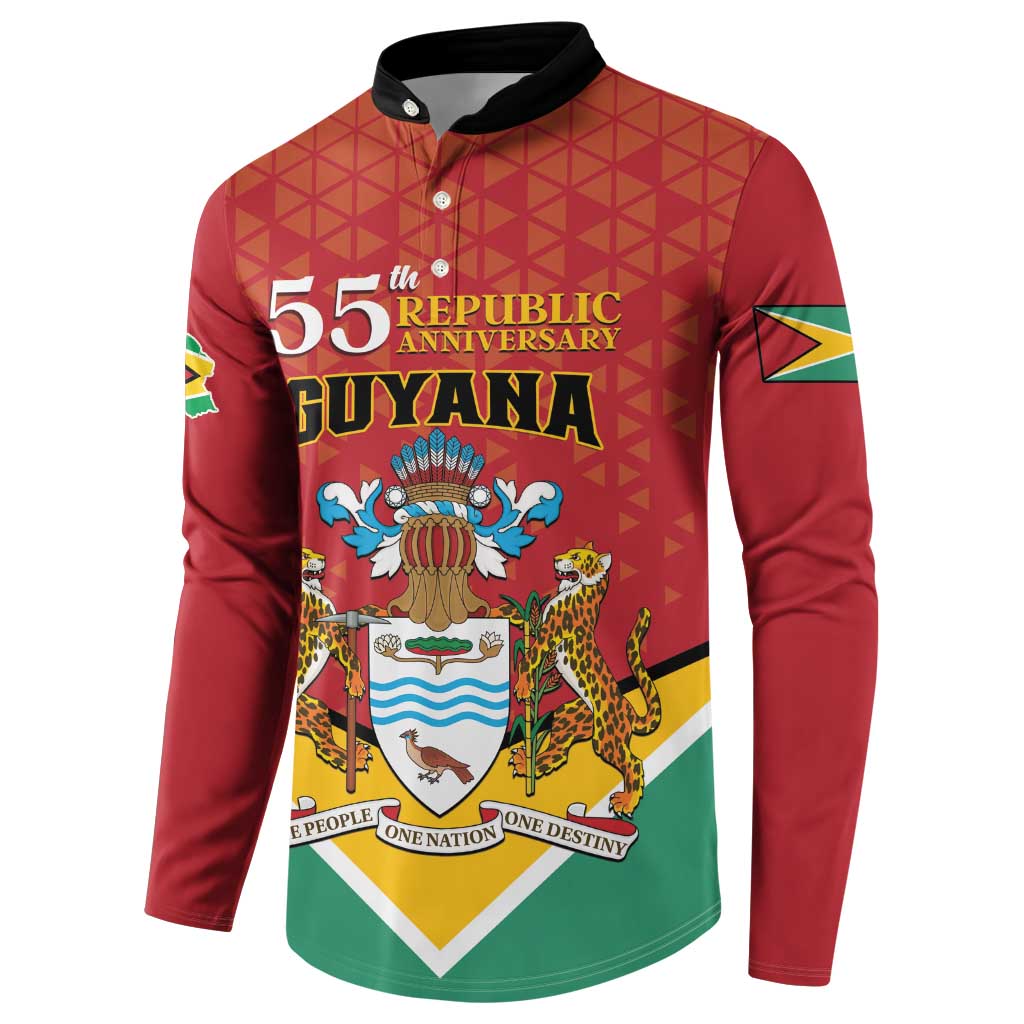 Personalized Guyana 55th Republic Anniversary Button Sweatshirt Flag Style