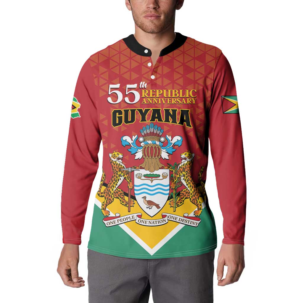 Personalized Guyana 55th Republic Anniversary Button Sweatshirt Flag Style