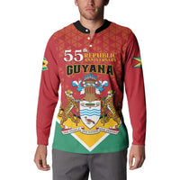 Personalized Guyana 55th Republic Anniversary Button Sweatshirt Flag Style