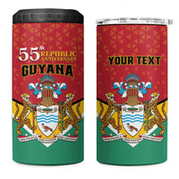 Personalized Guyana 55th Republic Anniversary 4 in 1 Can Cooler Tumbler Flag Style