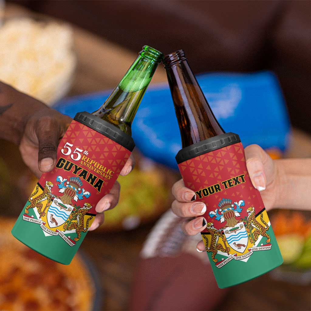 Personalized Guyana 55th Republic Anniversary 4 in 1 Can Cooler Tumbler Flag Style