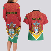 Personalized Guyana 55th Republic Anniversary Couples Matching Long Sleeve Bodycon Dress and Hawaiian Shirt Flag Style