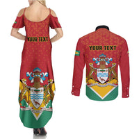 Personalized Guyana 55th Republic Anniversary Couples Matching Summer Maxi Dress and Long Sleeve Button Shirt Flag Style