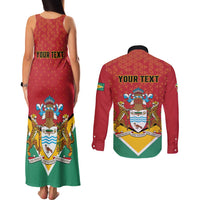 Personalized Guyana 55th Republic Anniversary Couples Matching Tank Maxi Dress and Long Sleeve Button Shirt Flag Style