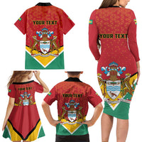 Personalized Guyana 55th Republic Anniversary Family Matching Long Sleeve Bodycon Dress and Hawaiian Shirt Flag Style