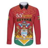 Personalized Guyana 55th Republic Anniversary Family Matching Mermaid Dress and Hawaiian Shirt Flag Style