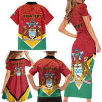 Personalized Guyana 55th Republic Anniversary Family Matching Short Sleeve Bodycon Dress and Hawaiian Shirt Flag Style
