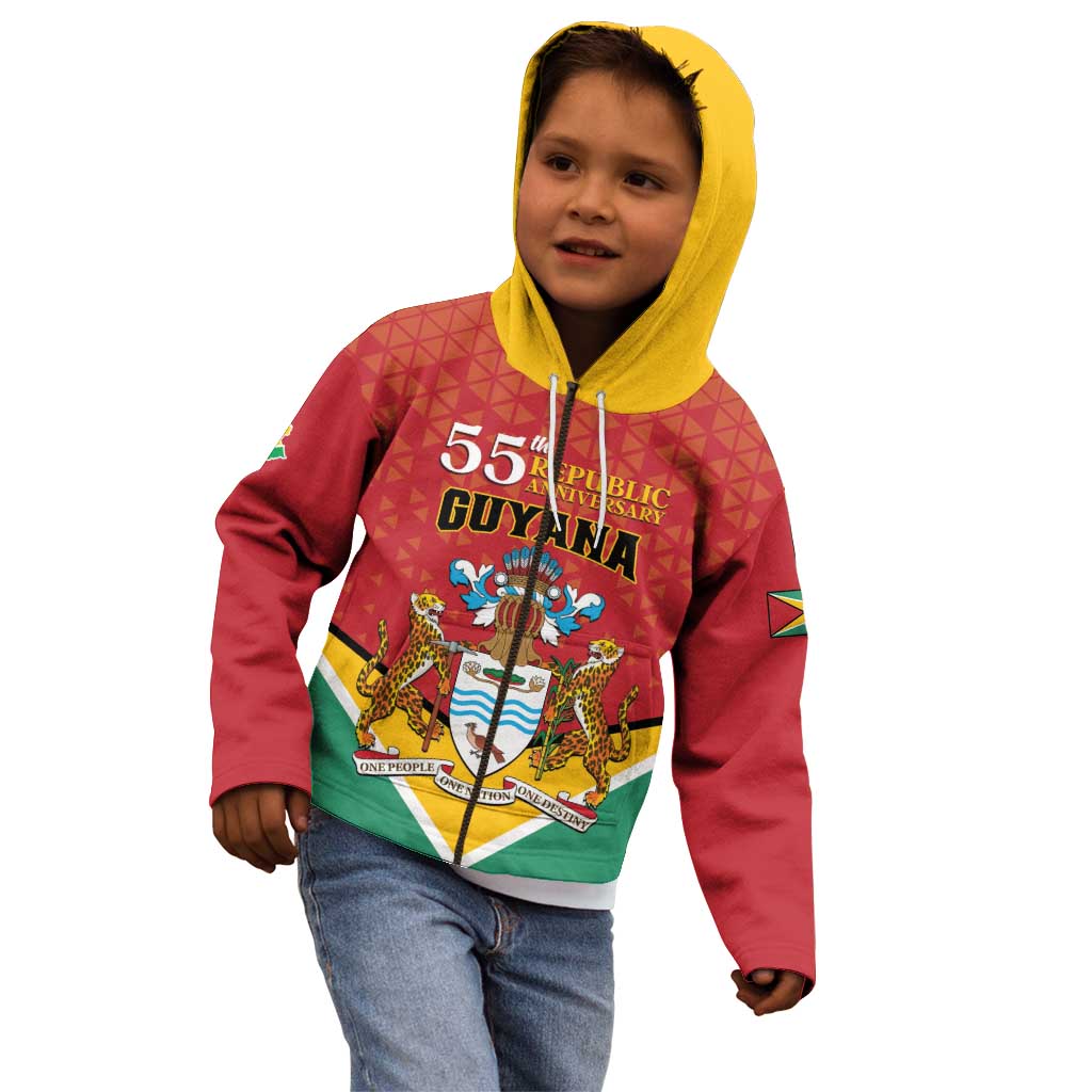 Personalized Guyana 55th Republic Anniversary Kid Hoodie Flag Style