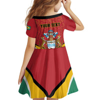 Personalized Guyana 55th Republic Anniversary Kid Short Sleeve Dress Flag Style