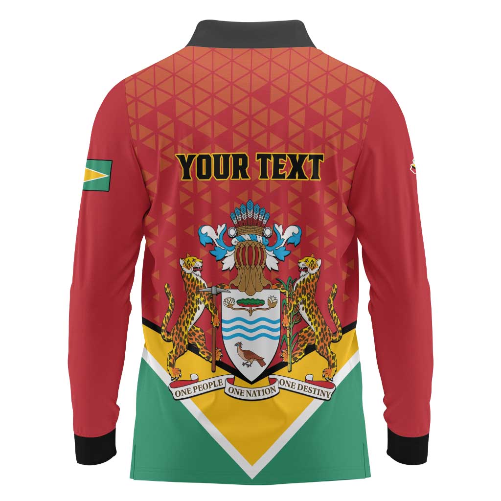 Personalized Guyana 55th Republic Anniversary Long Sleeve Polo Shirt Flag Style