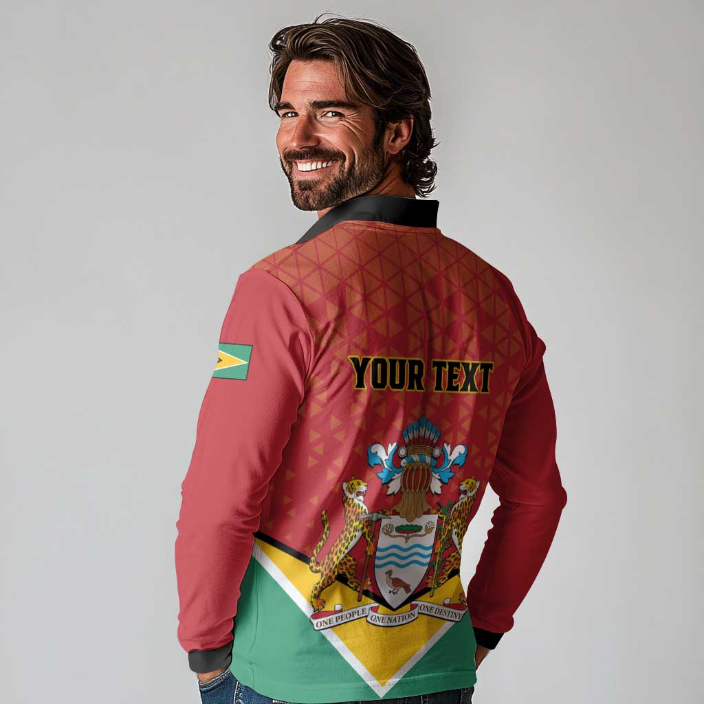 Personalized Guyana 55th Republic Anniversary Long Sleeve Polo Shirt Flag Style