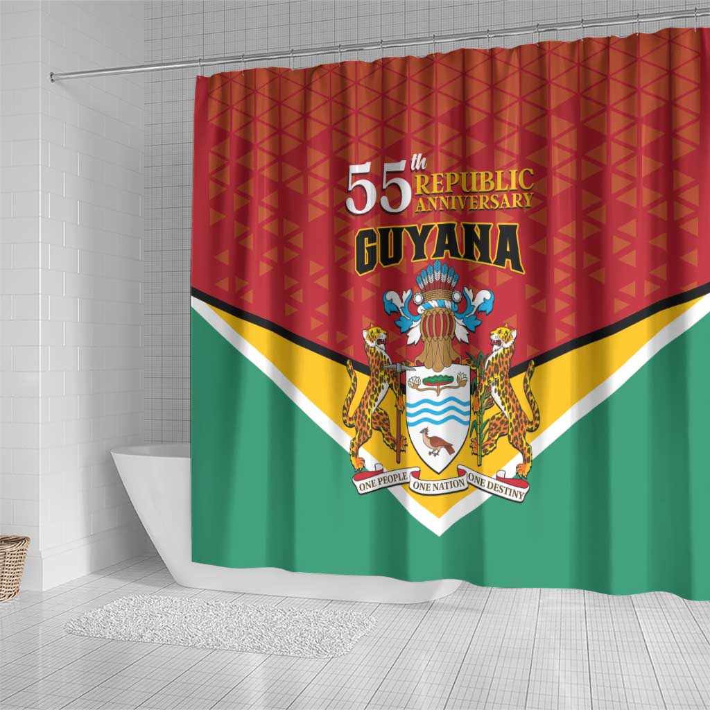 Guyana 55th Republic Anniversary Shower Curtain Flag Style - Wonder Print Shop