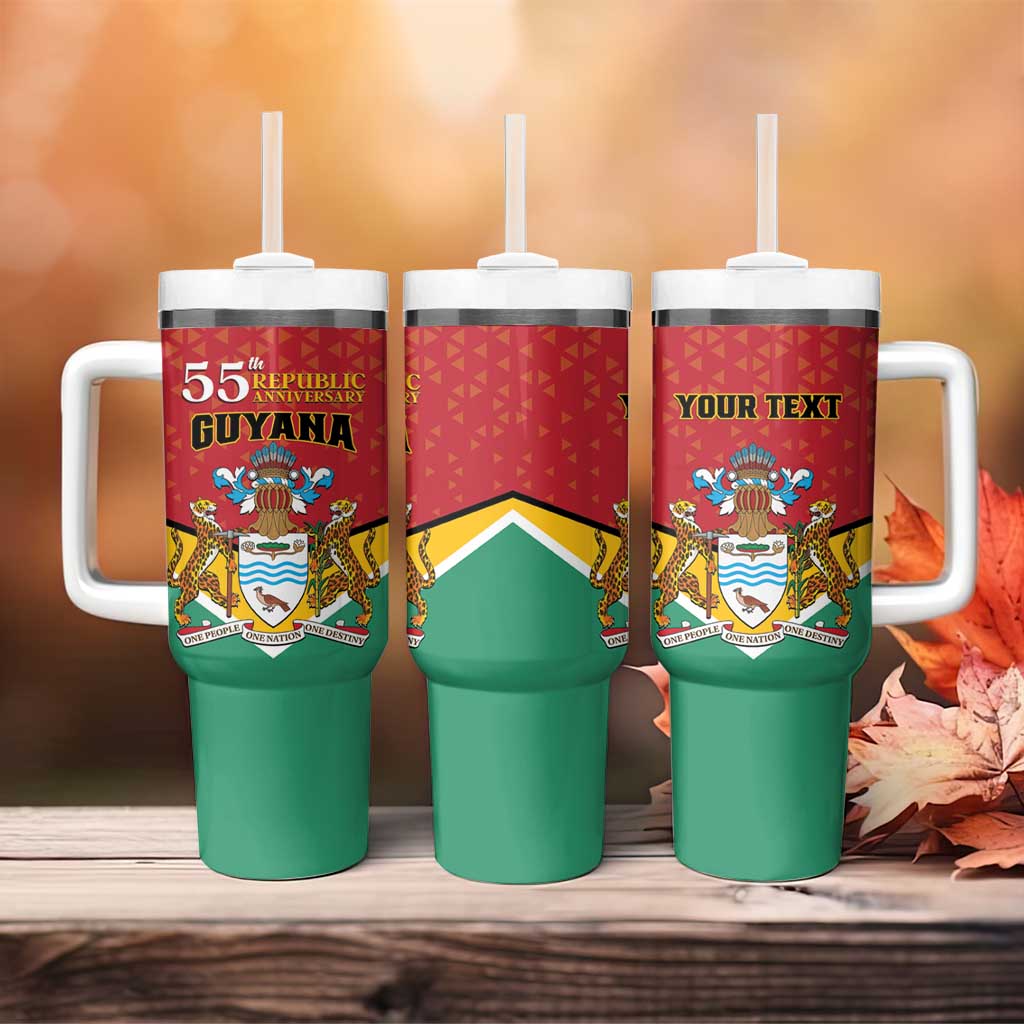 Personalized Guyana 55th Republic Anniversary Tumbler With Handle Flag Style - Wonder Print Shop