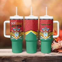 Personalized Guyana 55th Republic Anniversary Tumbler With Handle Flag Style - Wonder Print Shop