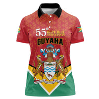 Personalized Guyana 55th Republic Anniversary Women Polo Shirt Flag Style - Wonder Print Shop