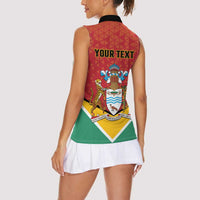 Personalized Guyana 55th Republic Anniversary Women Sleeveless Polo Shirt Flag Style - Wonder Print Shop