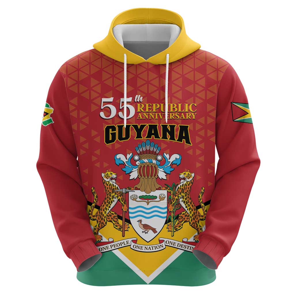 Personalized Guyana 55th Republic Anniversary Zip Hoodie Flag Style - Wonder Print Shop