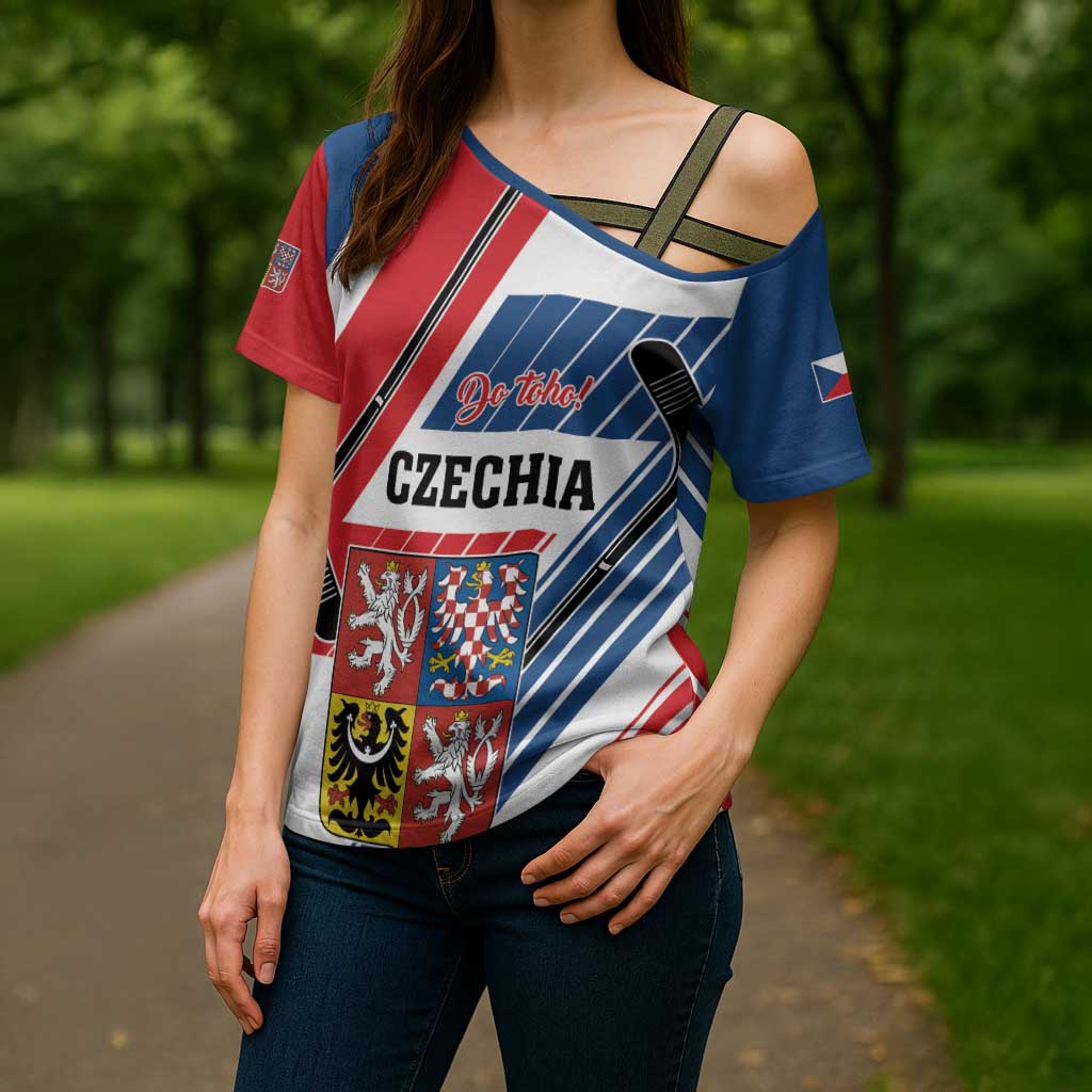 Custom Hockey 2026 Czech Republic Cross Shoulder Shirt Team Czechia Go Champions - Wonder Print Shop