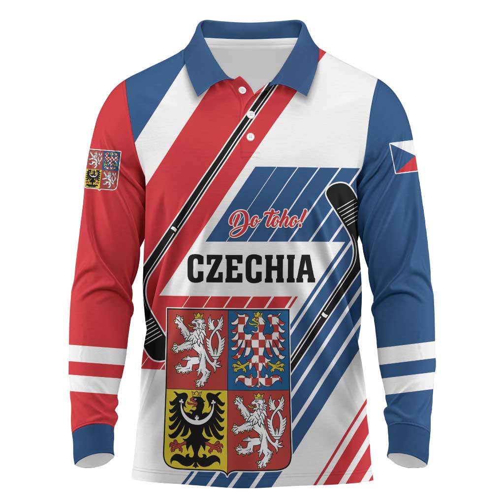 Custom Hockey 2026 Czech Republic Long Sleeve Polo Shirt Team Czechia Go Champions - Wonder Print Shop