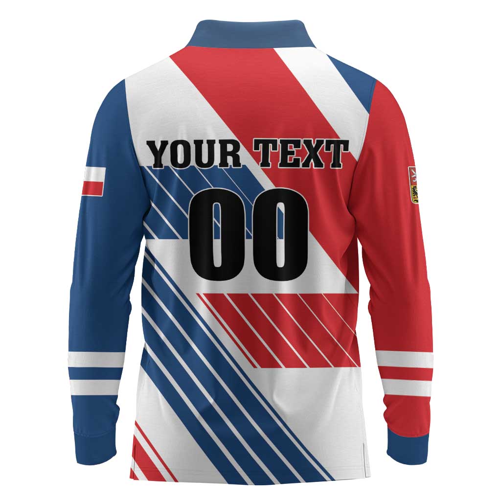 Custom Hockey 2026 Czech Republic Long Sleeve Polo Shirt Team Czechia Go Champions - Wonder Print Shop