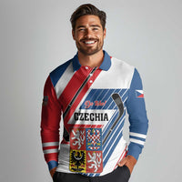 Custom Hockey 2026 Czech Republic Long Sleeve Polo Shirt Team Czechia Go Champions - Wonder Print Shop