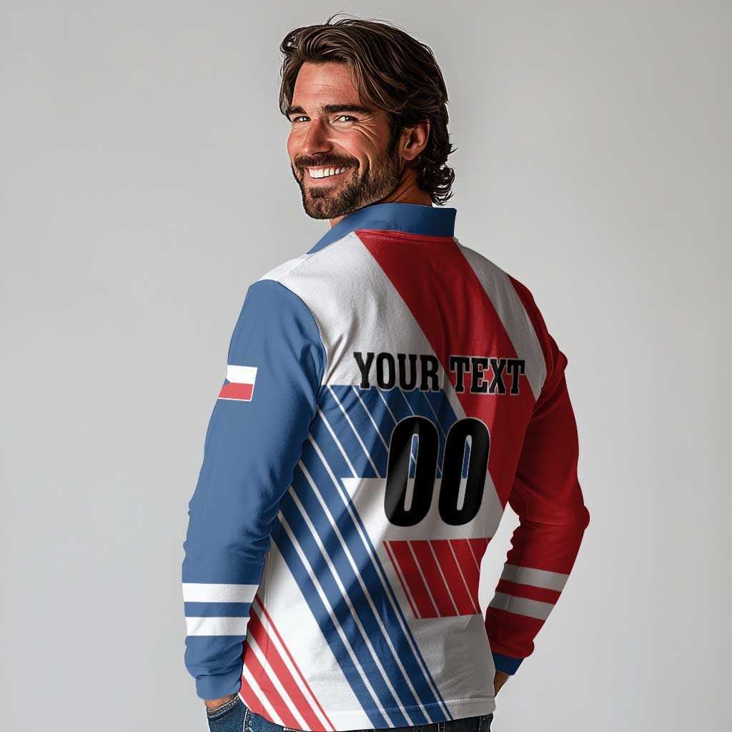 Custom Hockey 2026 Czech Republic Long Sleeve Polo Shirt Team Czechia Go Champions - Wonder Print Shop