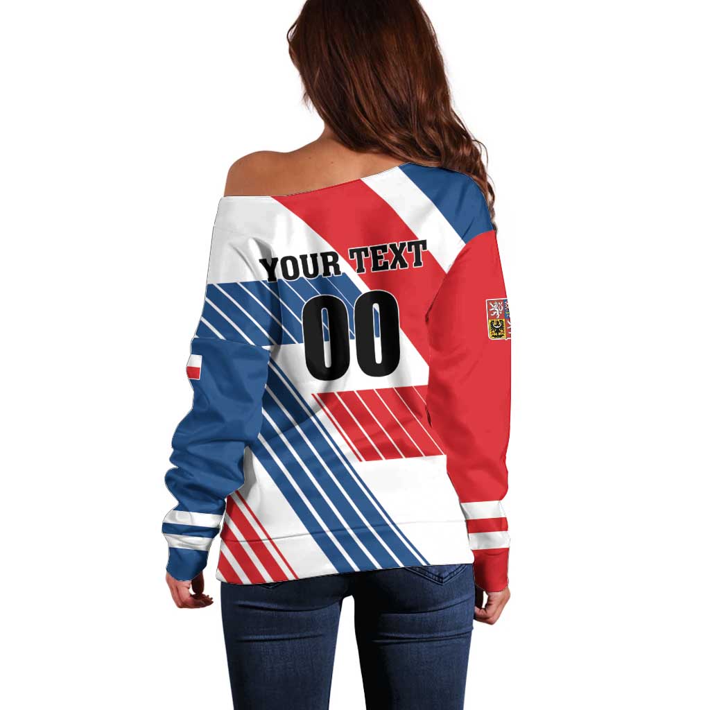 Custom Hockey 2026 Czech Republic Off Shoulder Sweater Team Czechia Go Champions - Wonder Print Shop