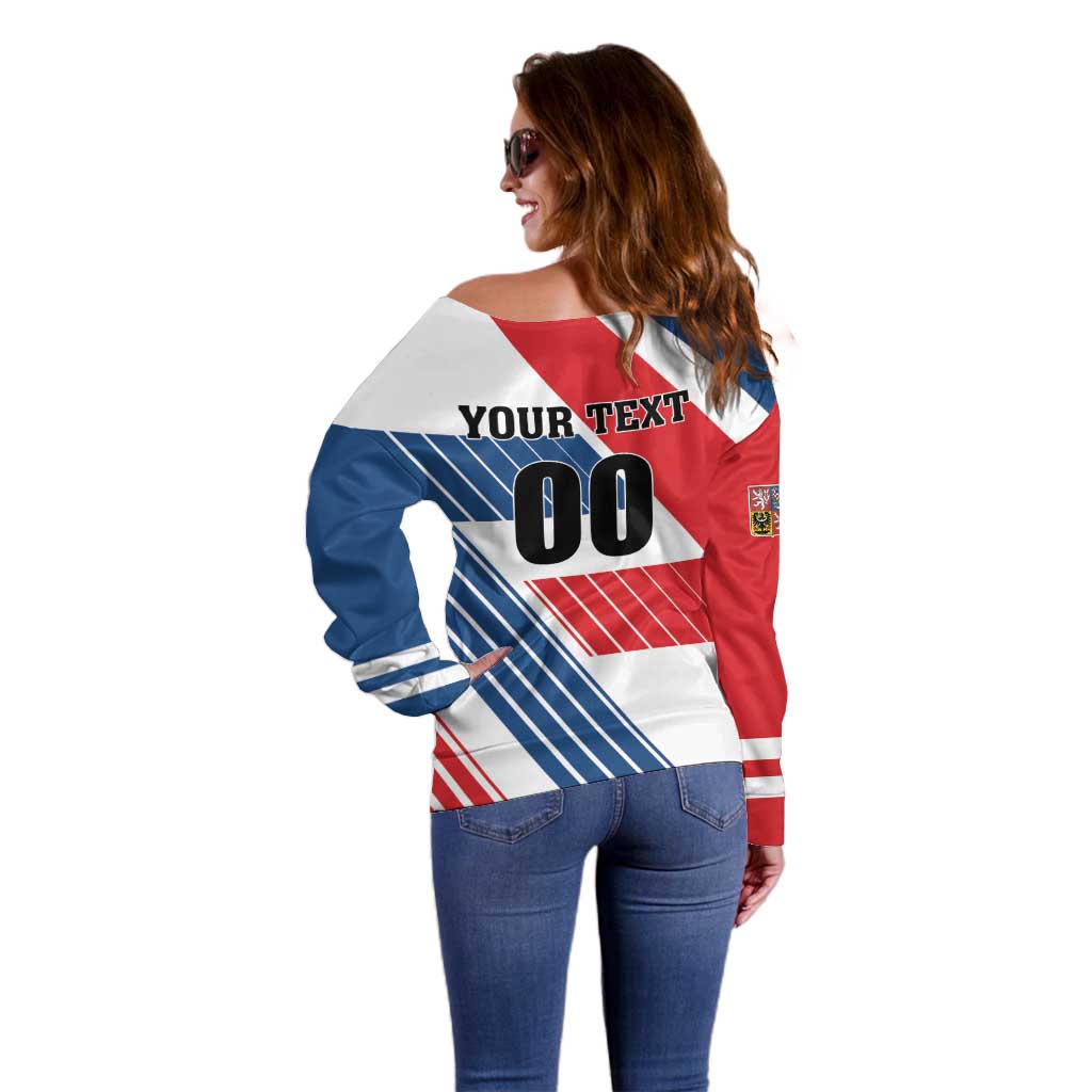 Custom Hockey 2026 Czech Republic Off Shoulder Sweater Team Czechia Go Champions - Wonder Print Shop