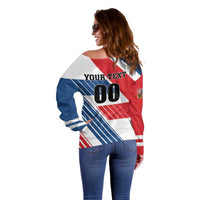 Custom Hockey 2026 Czech Republic Off Shoulder Sweater Team Czechia Go Champions - Wonder Print Shop