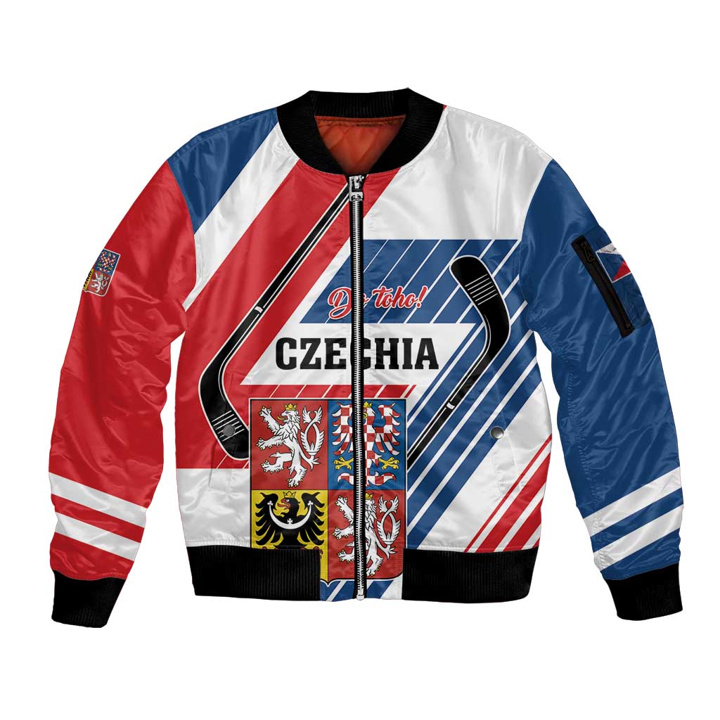 Custom Hockey 2026 Czech Republic Sleeve Zip Bomber Jacket Team Czechia Go Champions - Wonder Print Shop