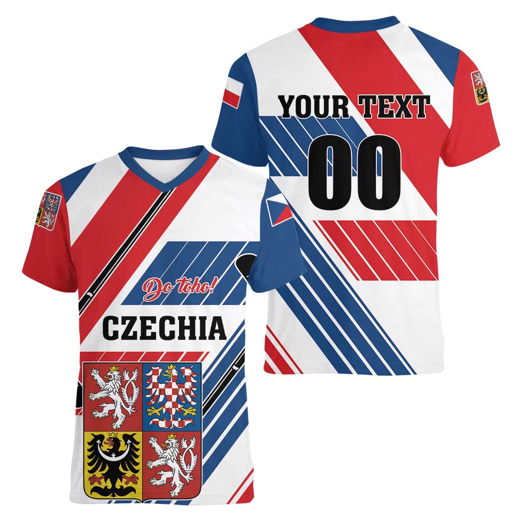 Custom Hockey 2026 Czech Republic Women V-Neck T-Shirt Team Czechia Go Champions - Wonder Print Shop