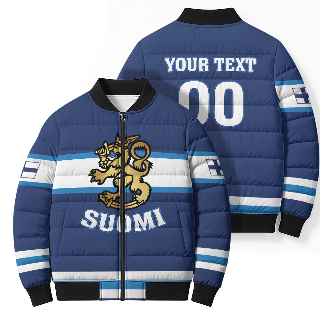 Custom Hockey 2026 Finland Bomber Puffer Jacket Finnish Leijonat Champions - Wonder Print Shop