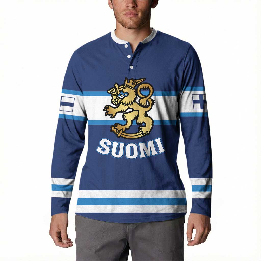 Custom Hockey 2026 Finland Button Sweatshirt Finnish Leijonat Champions - Wonder Print Shop