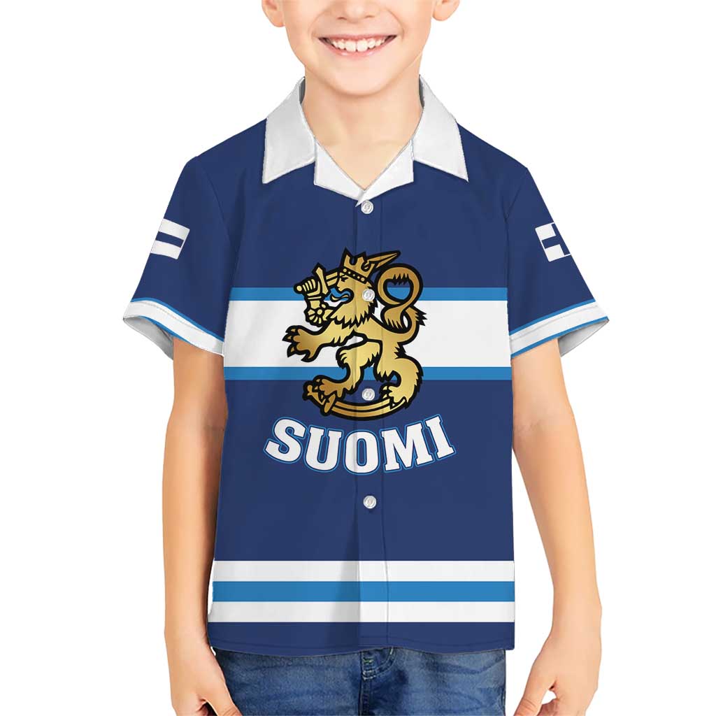 Custom Hockey 2026 Finland Kid Hawaiian Shirt Finnish Leijonat Champions - Wonder Print Shop