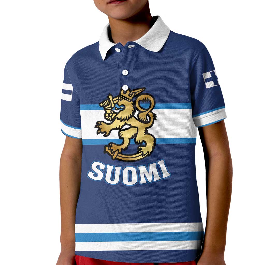 Custom Hockey 2026 Finland Kid Polo Shirt Finnish Leijonat Champions - Wonder Print Shop