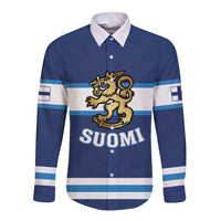 Custom Hockey 2026 Finland Long Sleeve Button Shirt Finnish Leijonat Champions - Wonder Print Shop