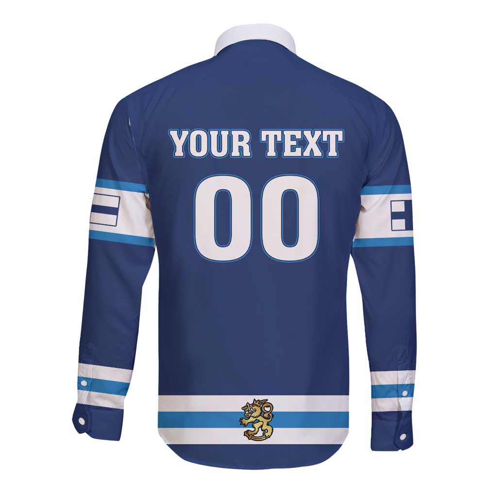 Custom Hockey 2026 Finland Long Sleeve Button Shirt Finnish Leijonat Champions - Wonder Print Shop