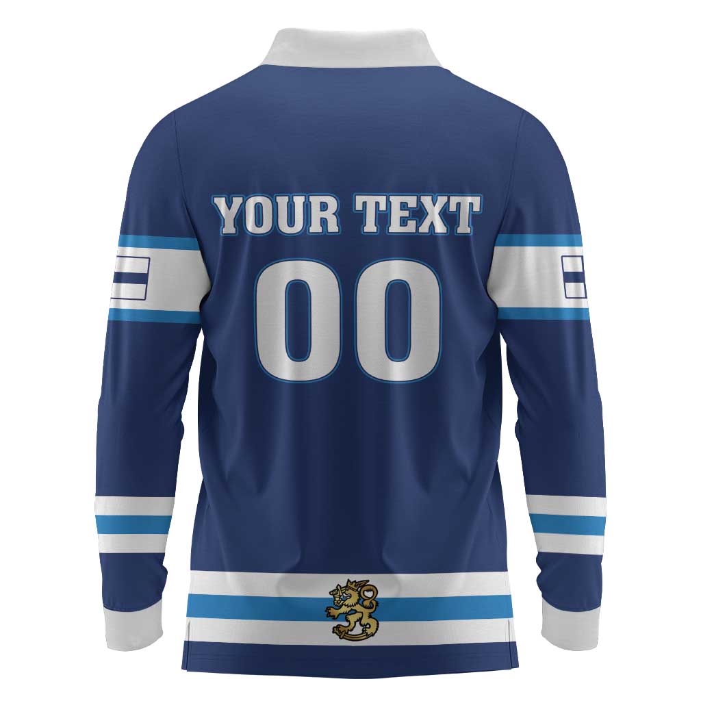 Custom Hockey 2026 Finland Long Sleeve Polo Shirt Finnish Leijonat Champions - Wonder Print Shop