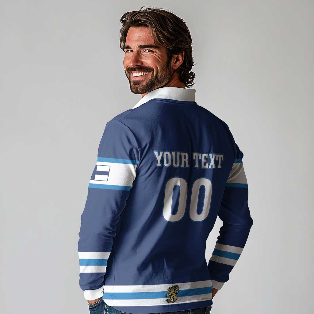 Custom Hockey 2026 Finland Long Sleeve Polo Shirt Finnish Leijonat Champions - Wonder Print Shop