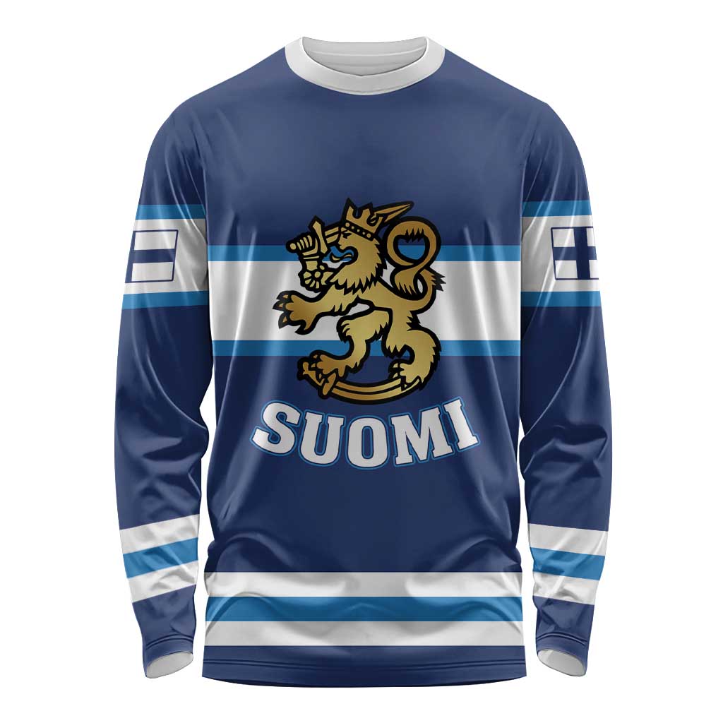 Custom Hockey 2026 Finland Long Sleeve Shirt Finnish Leijonat Champions - Wonder Print Shop